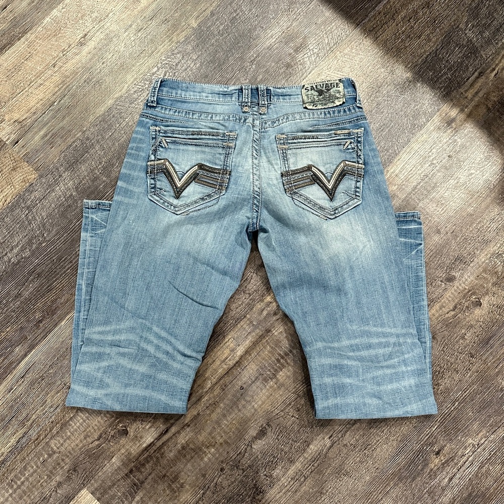 Relaxed Fit Blue Jeans with washed look